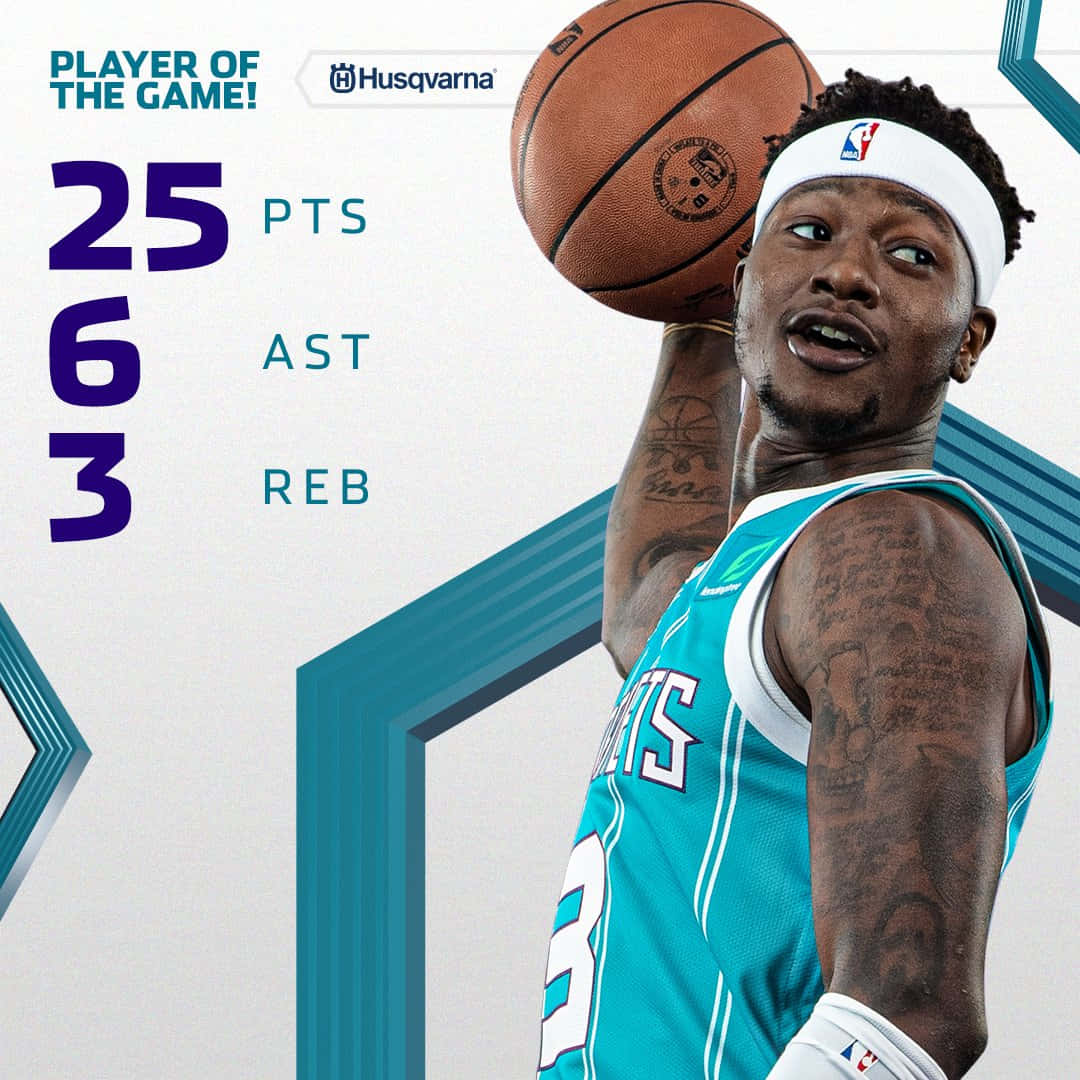 籃球運動員統計圖形顯示25分6助攻3籃板。 — NBA 壁紙