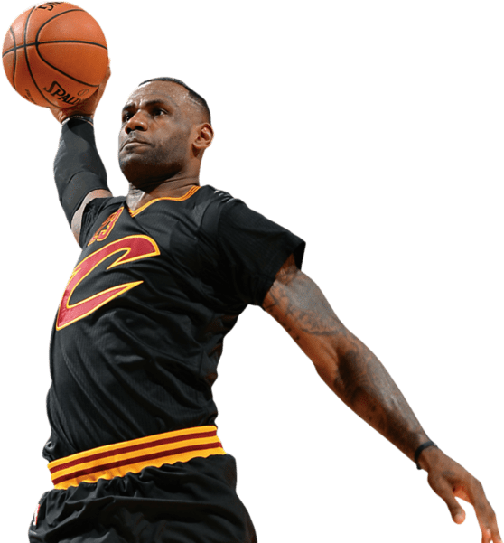 勒布朗·詹姆斯身穿黑色騎士隊球衣投籃。 — NBA 壁紙