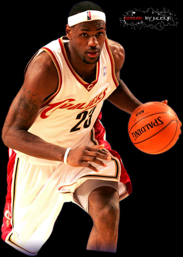 勒布朗詹姆斯身穿克里夫蘭騎士隊球衣運球。 — NBA 壁紙