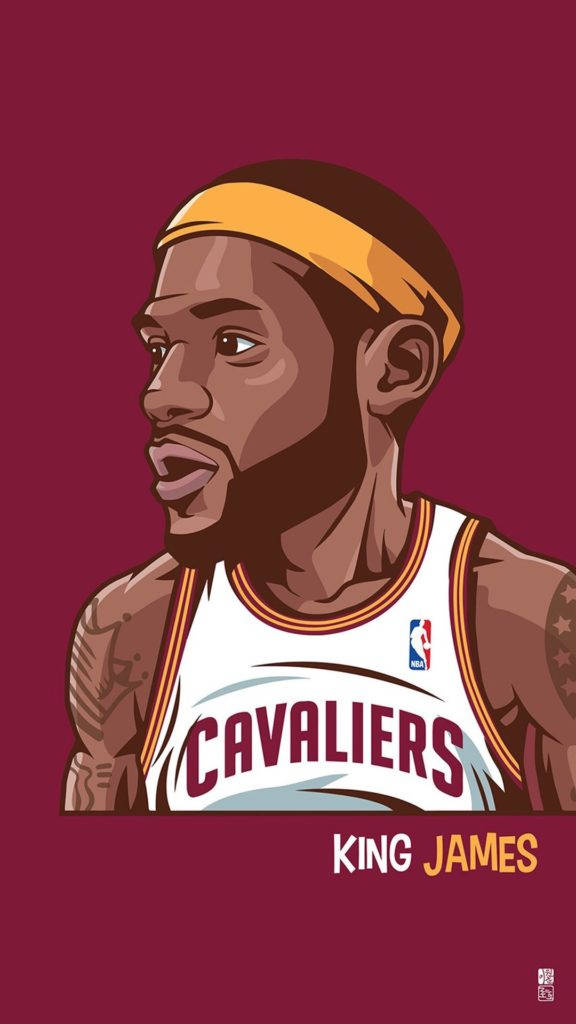 勒布朗詹姆斯身穿騎士隊球衣，下方有「King James」文字。 — NBA 壁紙