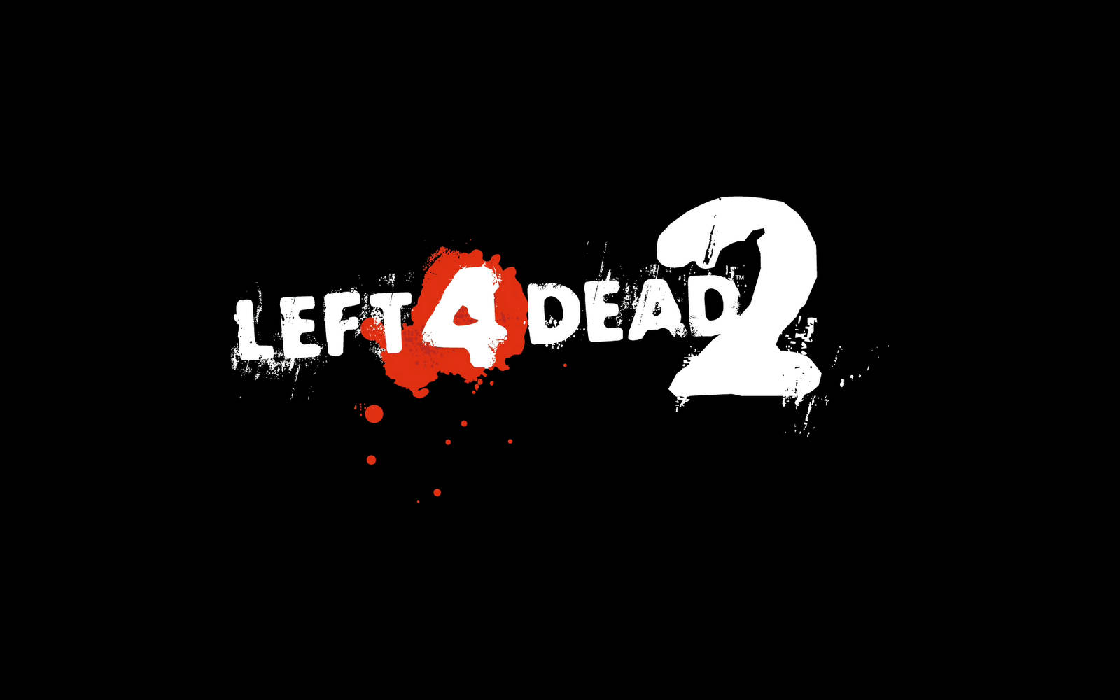 電玩遊戲 桌布 壁紙 — Left 4 Dead 2 標誌以粗體白色文字呈現，黑色背景上數字 4 帶有紅色飛濺效果。