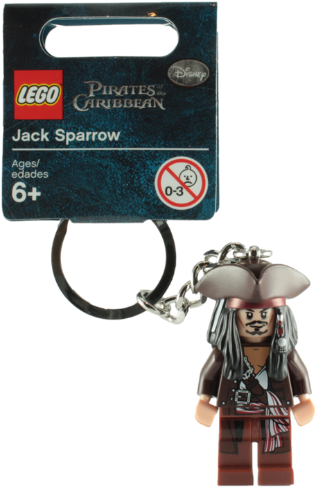 傑克·史派羅 桌布 壁紙 — LEGO Pirates of the Caribbean Jack Sparrow 鑰匙圈，附有標誌性帽子和鬍鬚，並帶有品牌卡。