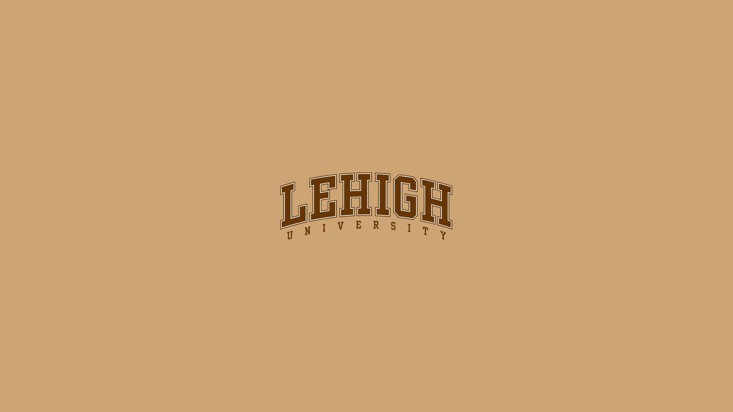 Pennsylvania 桌布 壁紙 — Lehigh University 標誌居中於純色棕褐色背景上，帶有粗體棕色拱形文字。