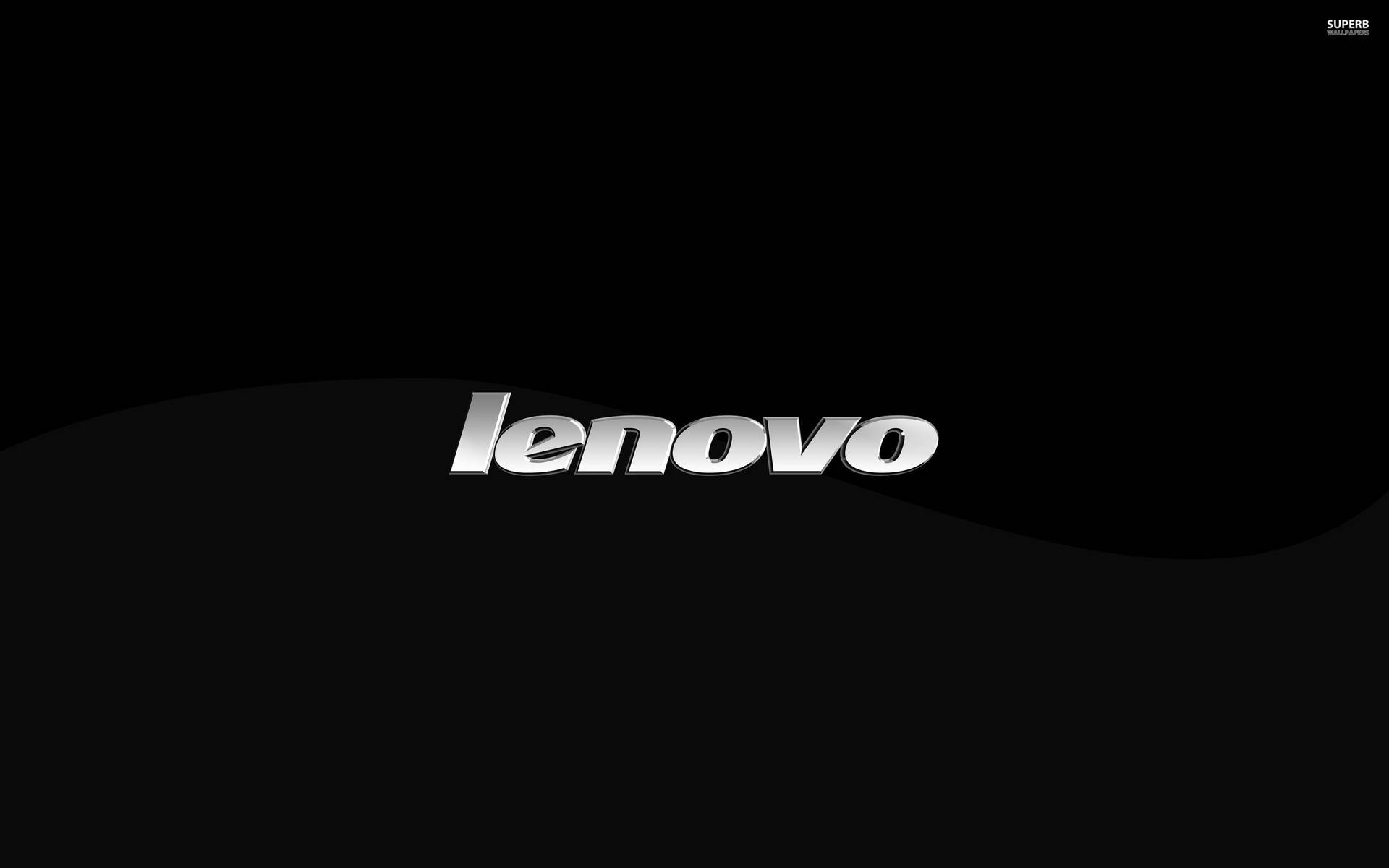 黑色背景上的銀色 3D 文字 Lenovo 標誌 — 聯想高畫質桌布 壁紙