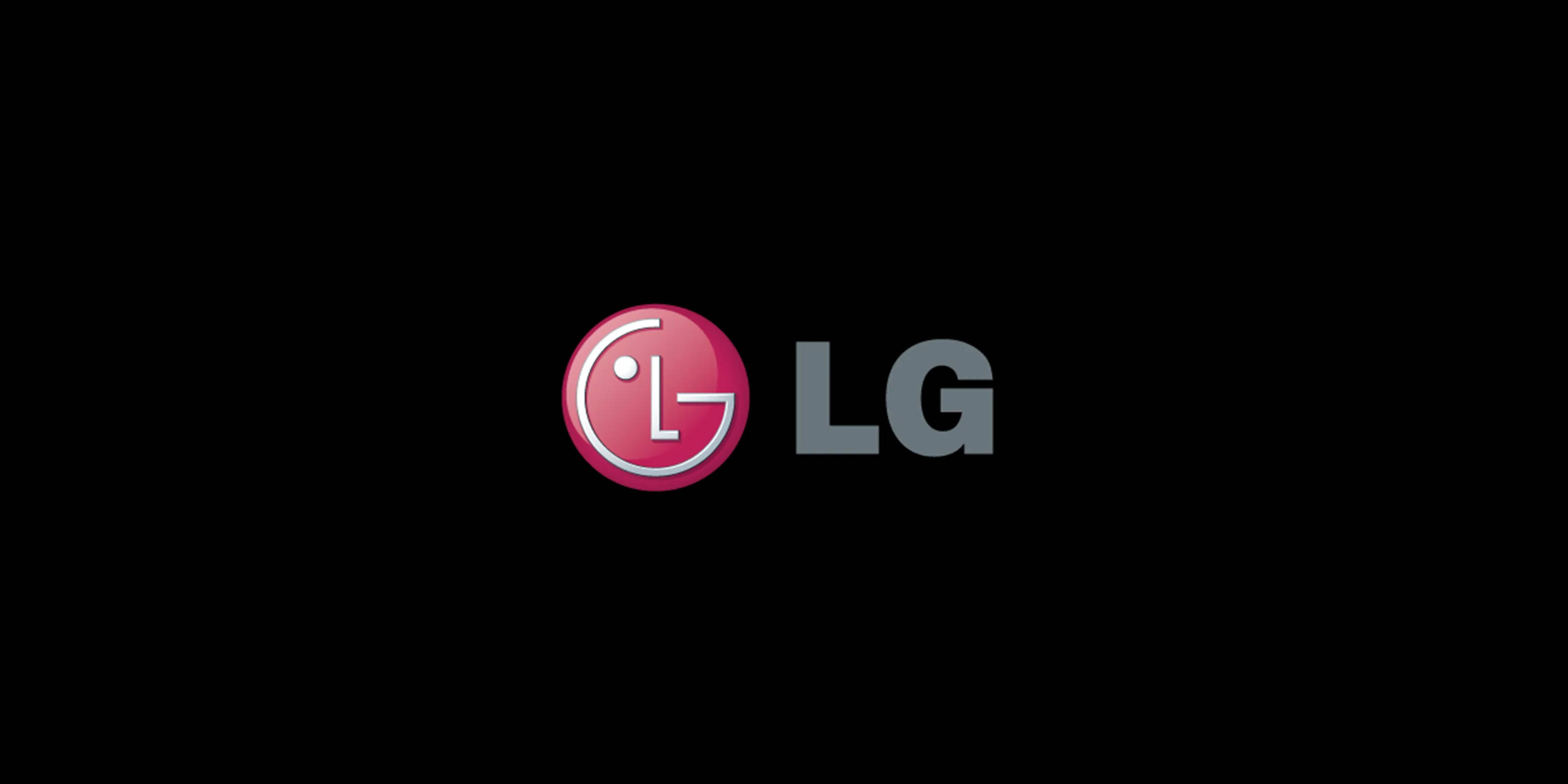 品牌 桌布 壁紙 — LG 標誌，紅色圓形徽章和灰色字母居中於黑色背景上。