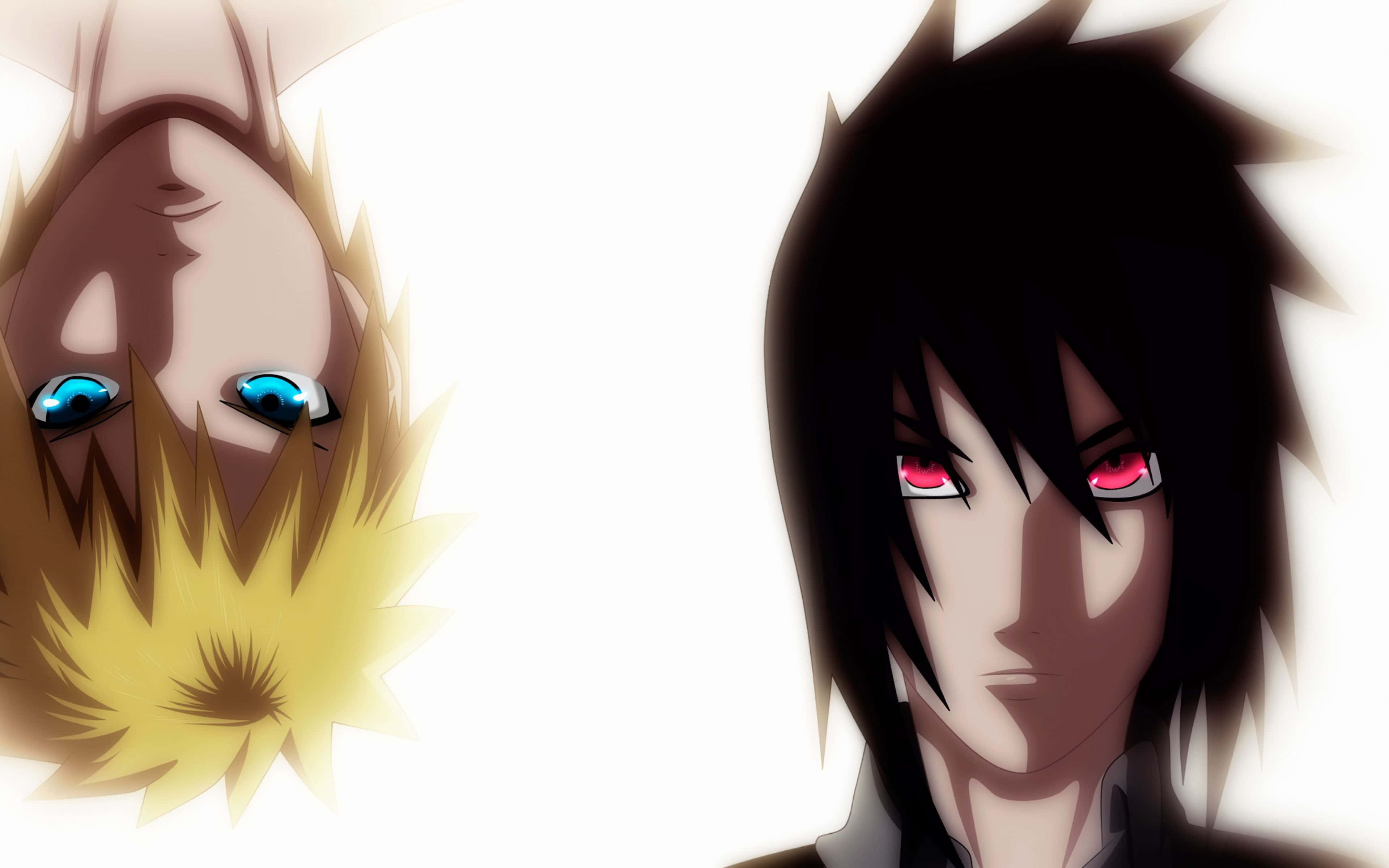 兩個動漫角色，眼睛發光，互相凝視。 — Sasuke 壁紙