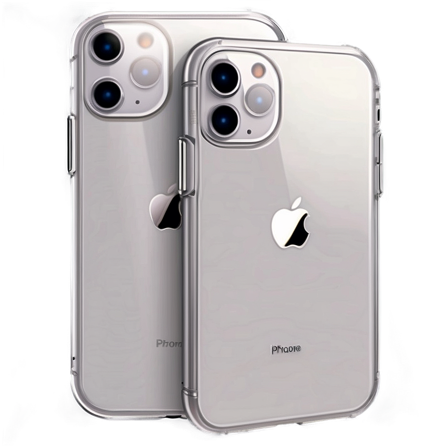 兩支銀色iPhone裝在透明保護殼中並排展示。 — iPhone 13 Pro Max 壁紙