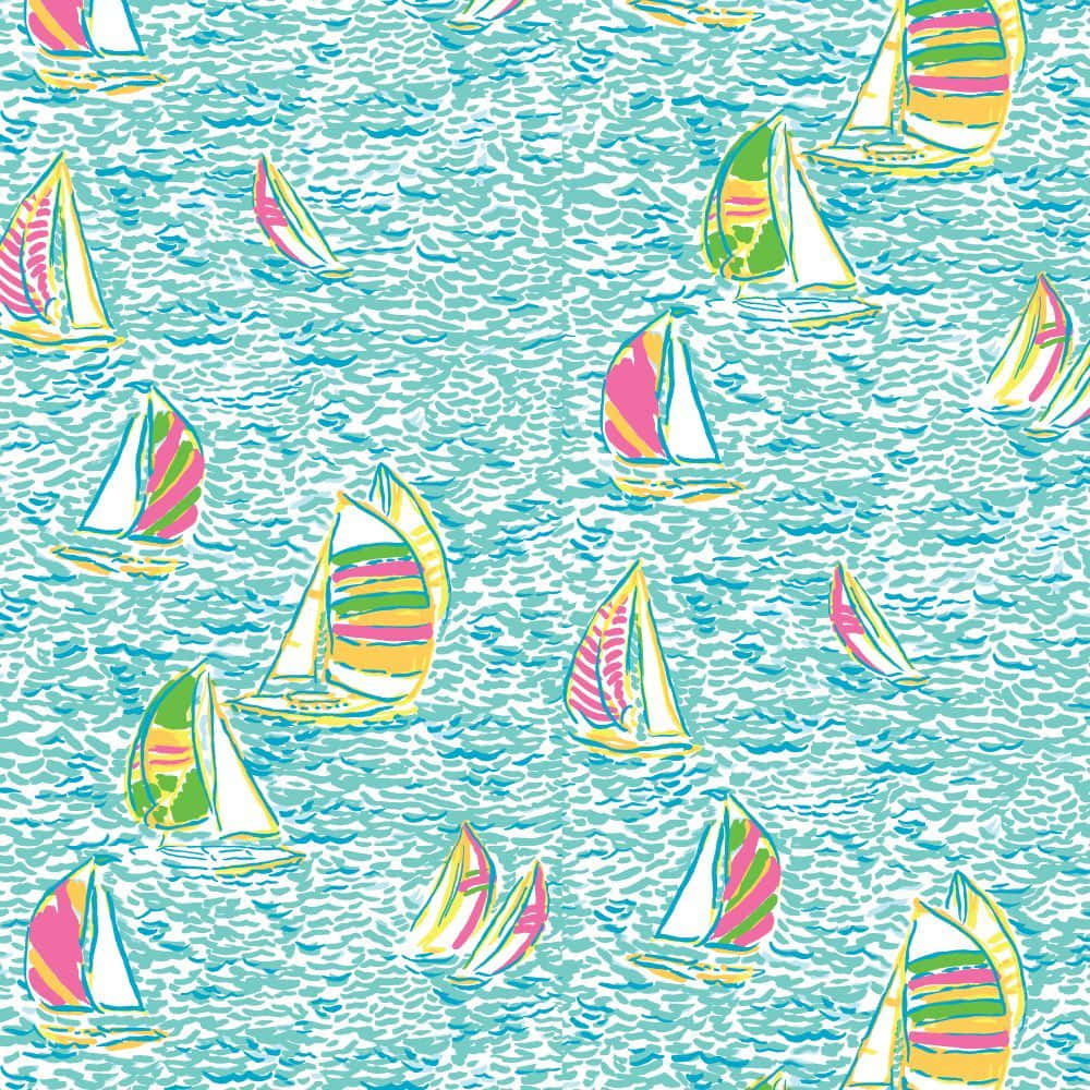 Lilly Pulitzer 帆船圖案布料，由 LillyPulitzer 在 Spoonflower 上設計 - 客製化布料 壁紙
