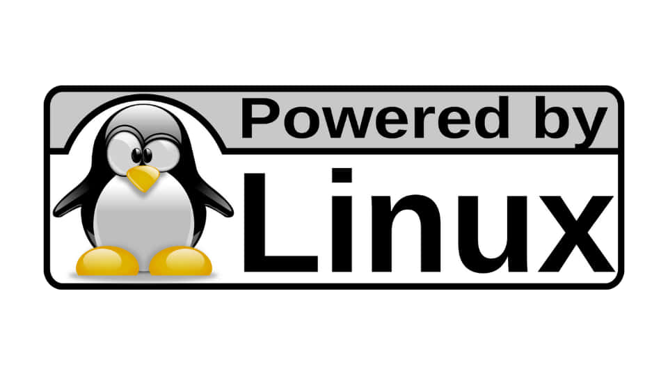 Linux 企鵝吉祥物標誌，附有文字 powered by Linux — Linux 壁紙