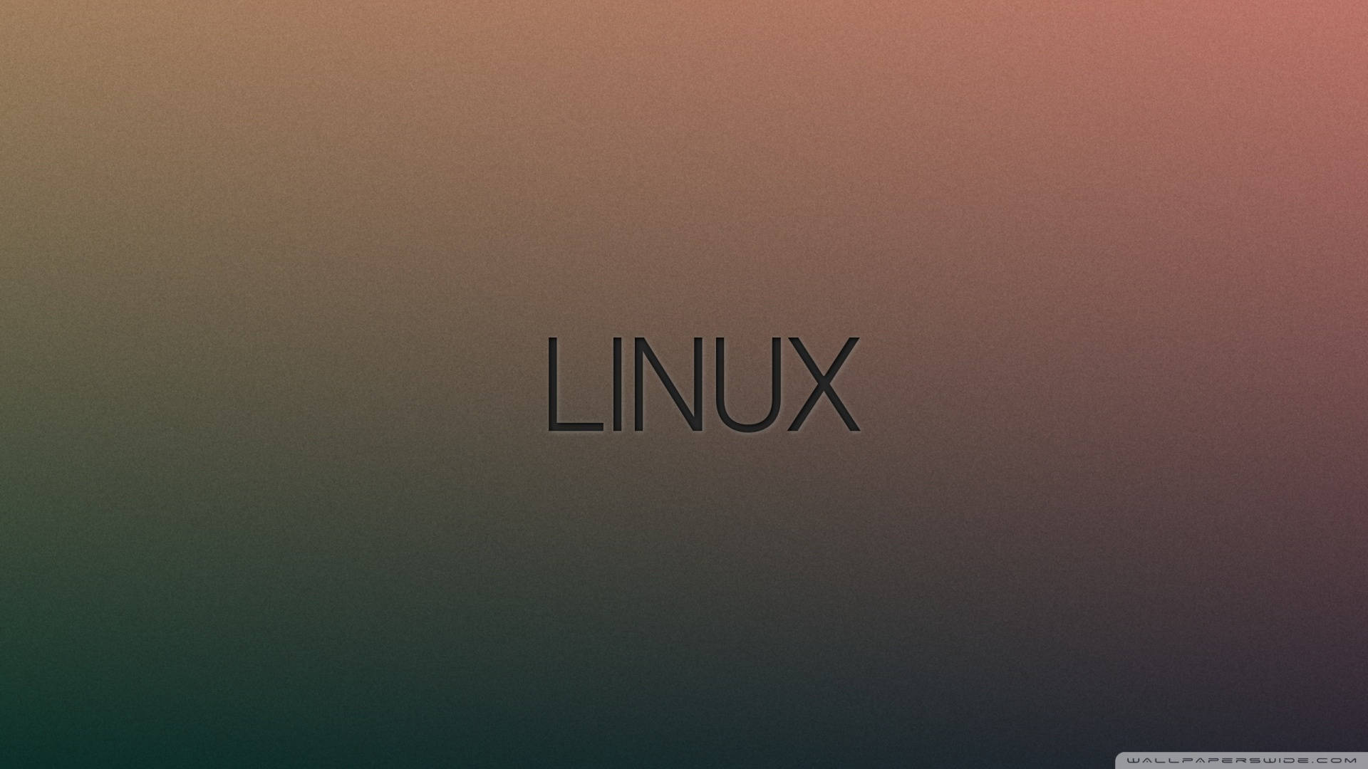Linux 桌布 壁紙 — 「Linux」一詞居中顯示在從青綠色過渡到玫瑰色的平滑漸變背景上。