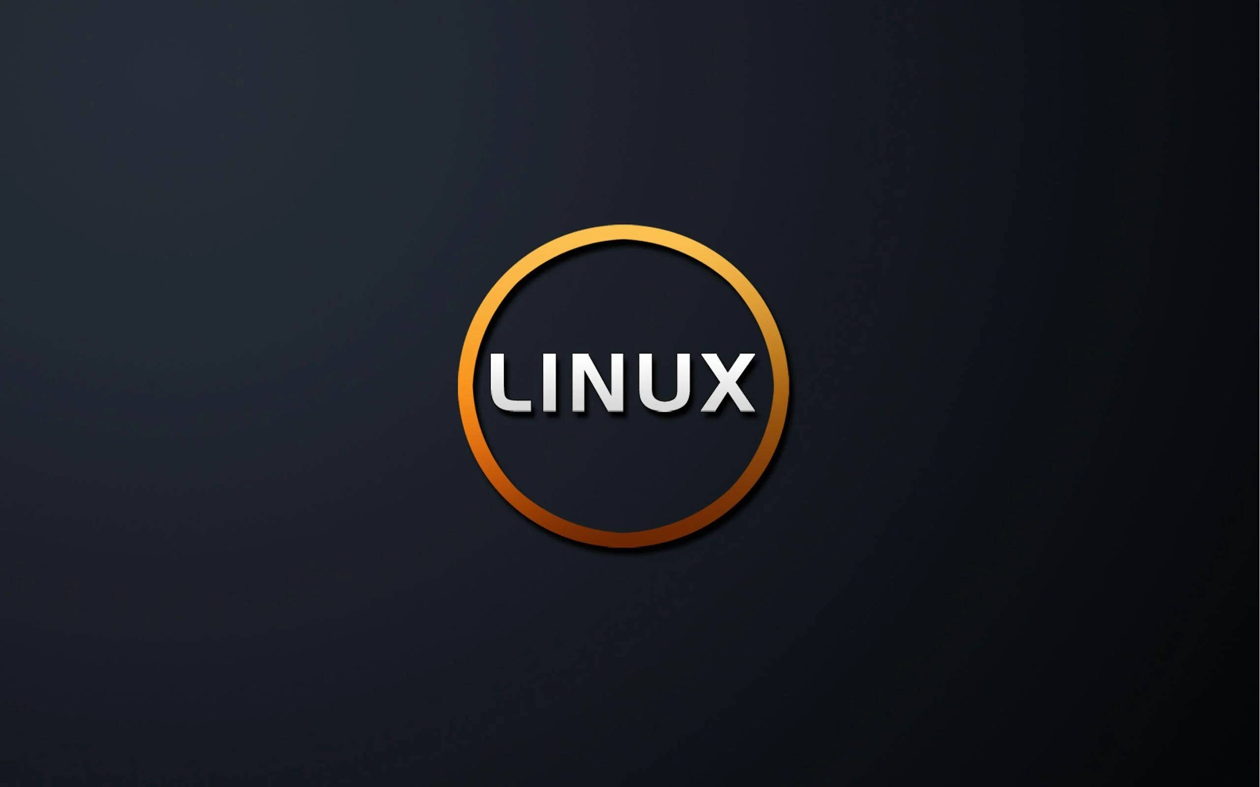 桌面 桌布 壁紙 — Linux 標誌在深色漸變背景上以金色環發光。