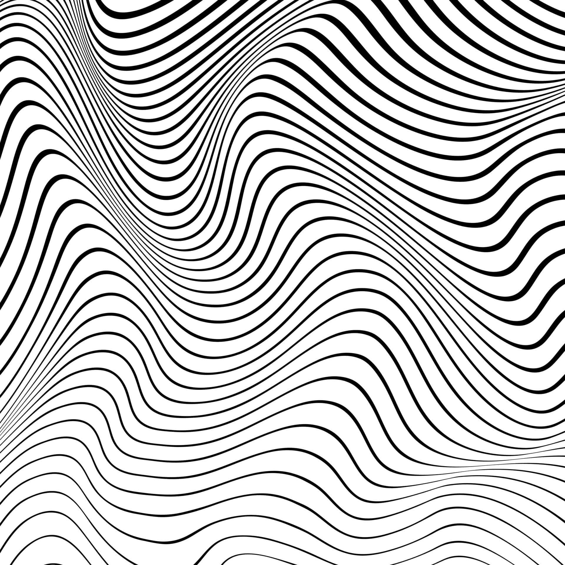 壁紙 — 流動波浪線條的黑白催眠圖案，營造出迷人的錯視效果。