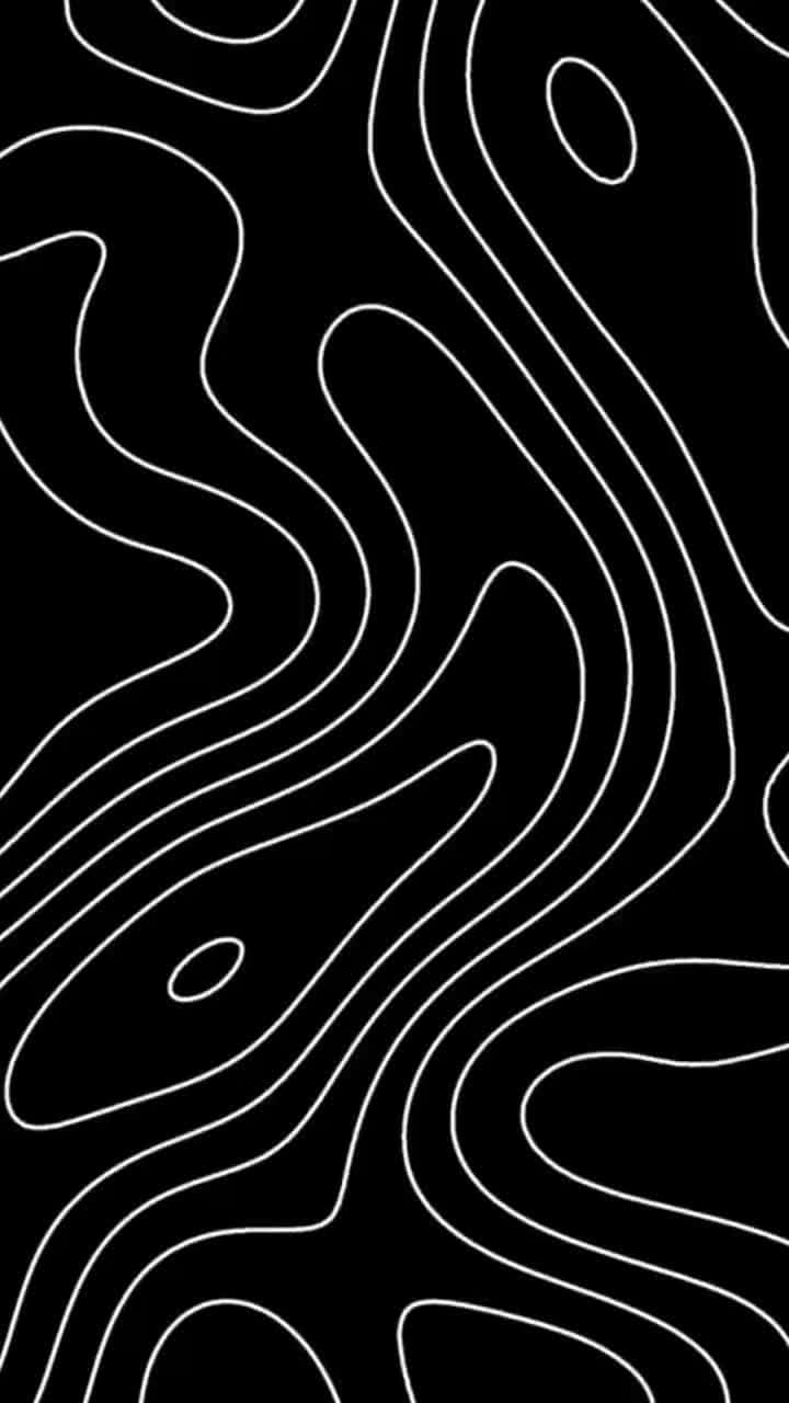  壁紙 — 流動的白色線條在強烈的黑色背景上扭曲彎曲，創造出催眠般的抽象圖案。