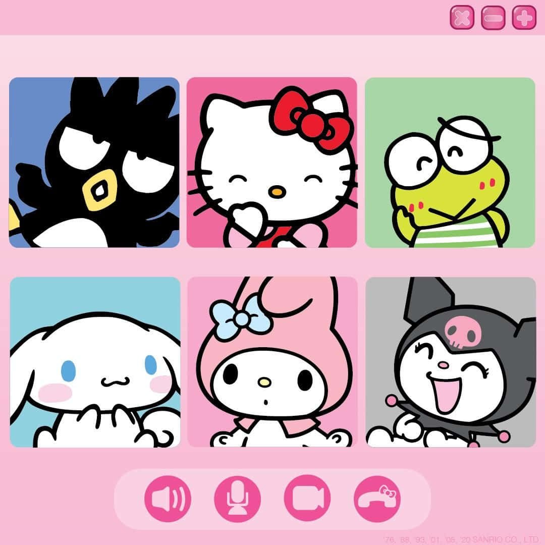 粉紅色背景應用程式介面中的Sanrio角色 — Hello Kitty 壁紙