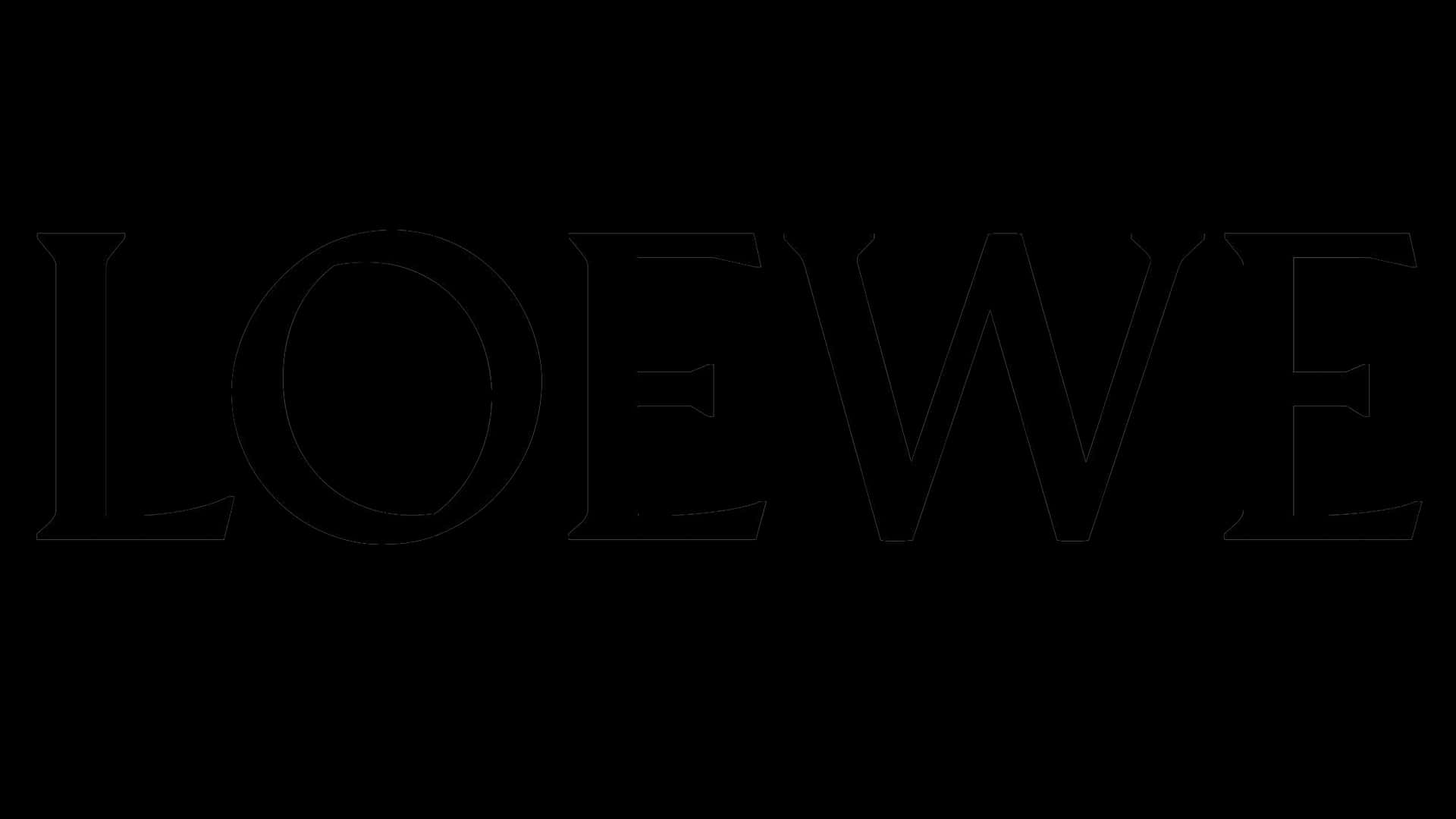 標誌 桌布 壁紙 — 「LOEWE」這個字以白色細線空心字體顯示在純黑色背景上。