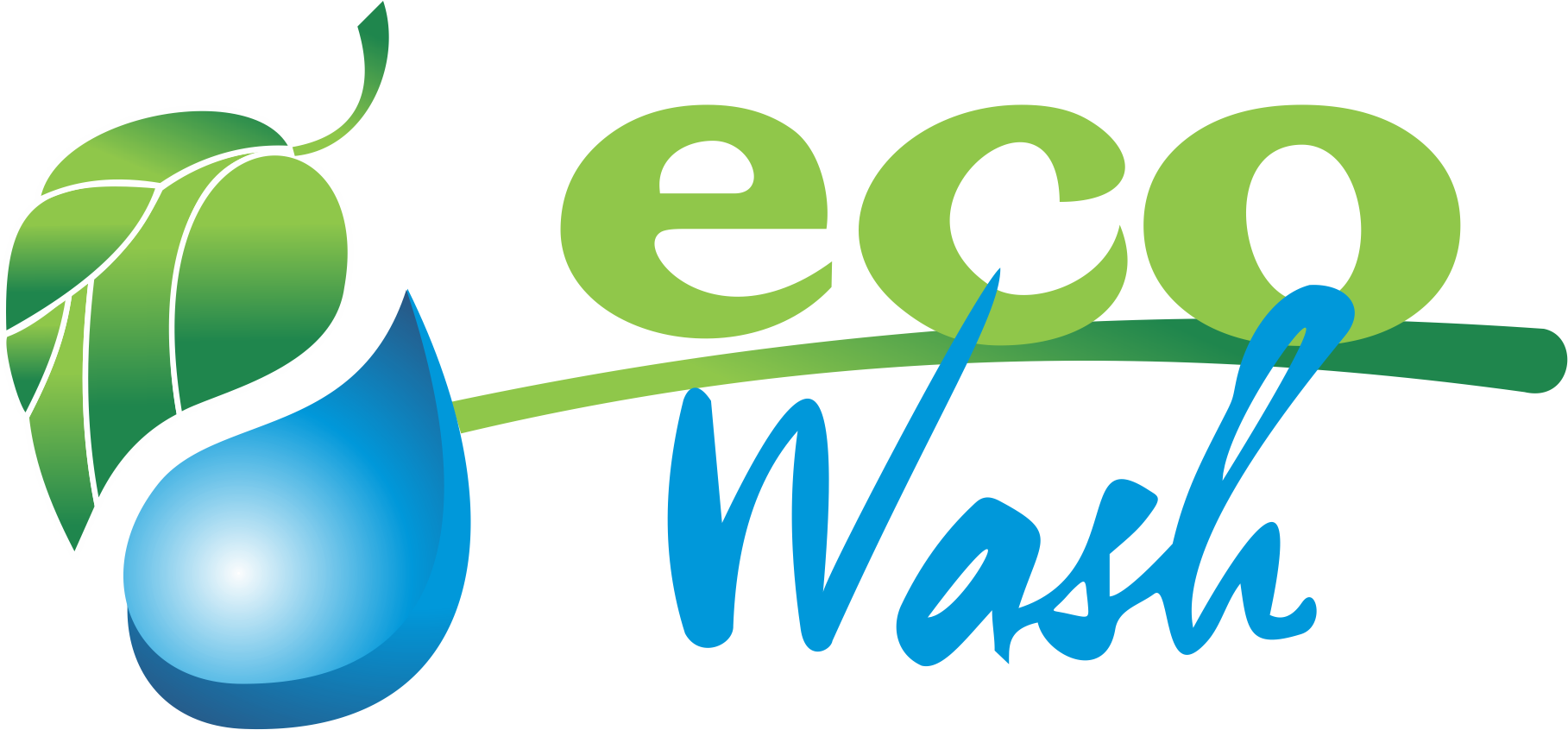 Eco Wash 標誌，採用葉子和水滴設計。 — 洗車 壁紙
