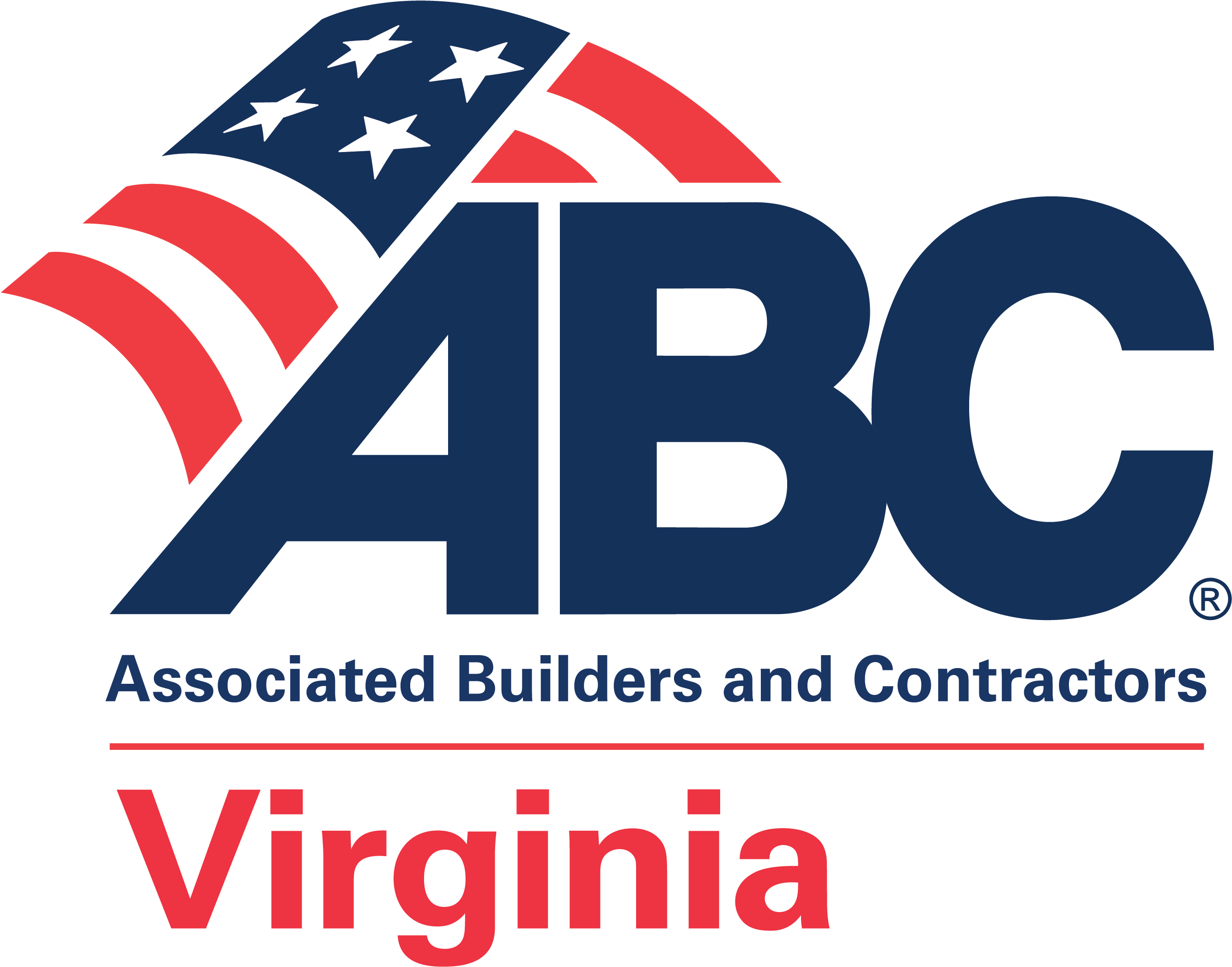 Associates 桌布 壁紙 — Associated Builders and Contractors Virginia 的標誌，採用粗體藍色ABC字母，上方有飄揚的美國國旗，下方有紅色Virginia文字。