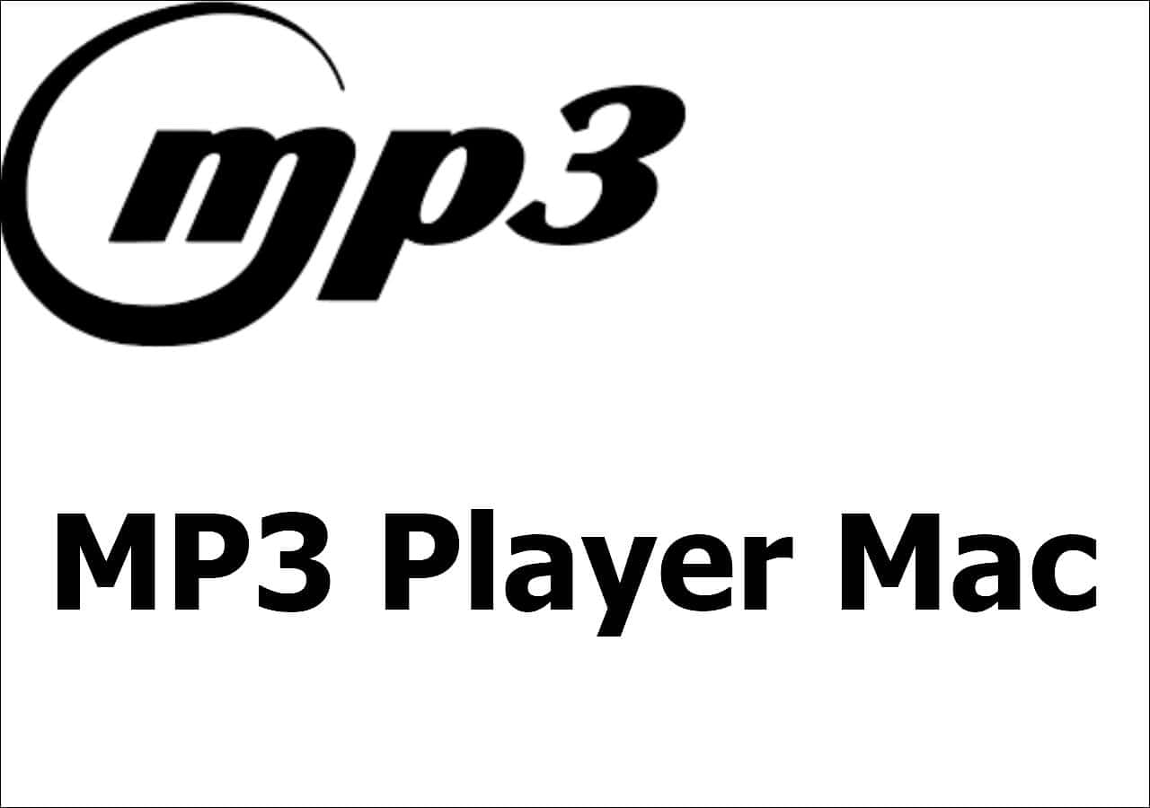 Music Player 桌布 壁紙 — Mac 音訊軟體的粗體黑色 MP3 標誌和文字，位於純白背景上。