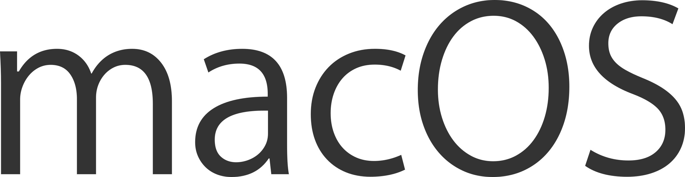 Mac 桌布 壁紙 — 「macOS」一詞以時尚的灰色小寫字母呈現，背景為純黑色。