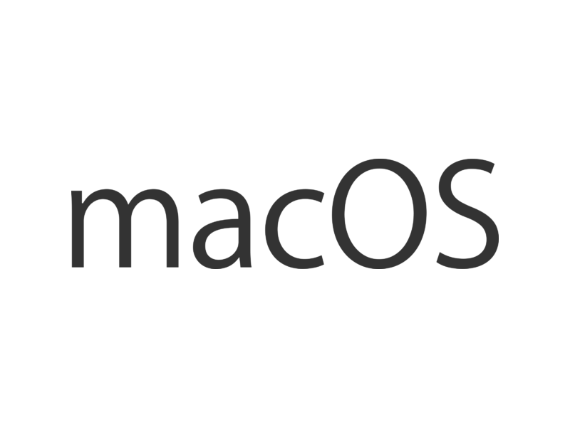 Mac 桌布 壁紙 — macOS 標誌以灰色文字居中顯示在純黑色背景上。