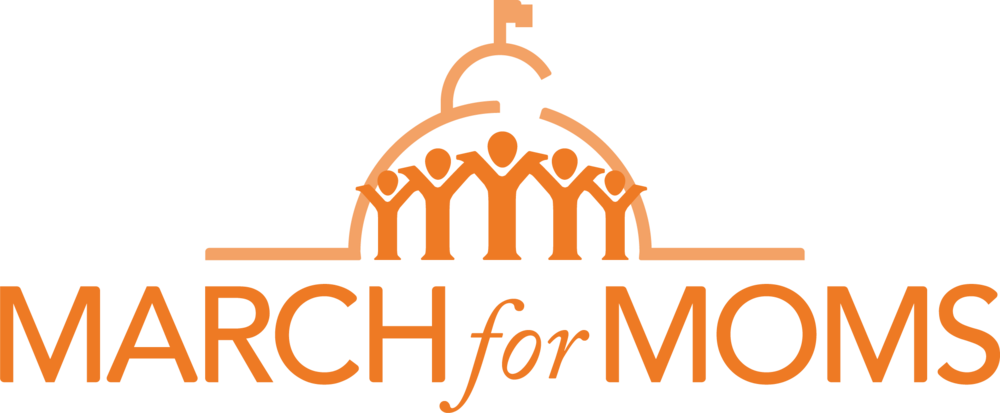 標誌 桌布 壁紙 — March for Moms 的橙色標誌，圓頂下有風格化的人物手持旗幟。