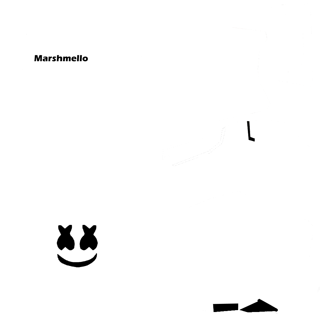 Marshmello 動態圖 桌布 壁紙 — Marshmello 標誌性頭盔和身體剪影的黑白散落圖案。