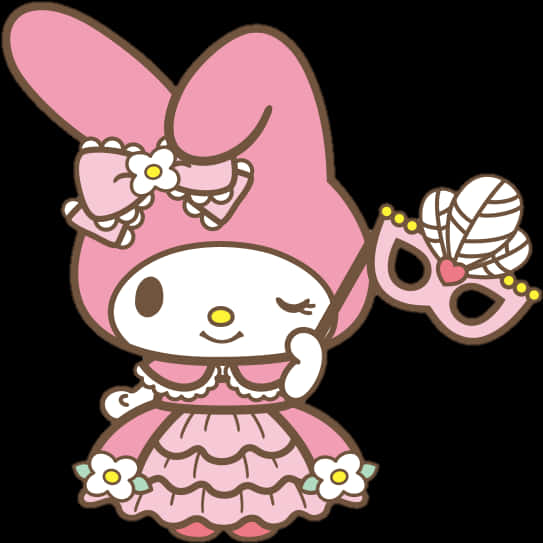 我的 melody 穿粉紅裙子戴面具 壁紙