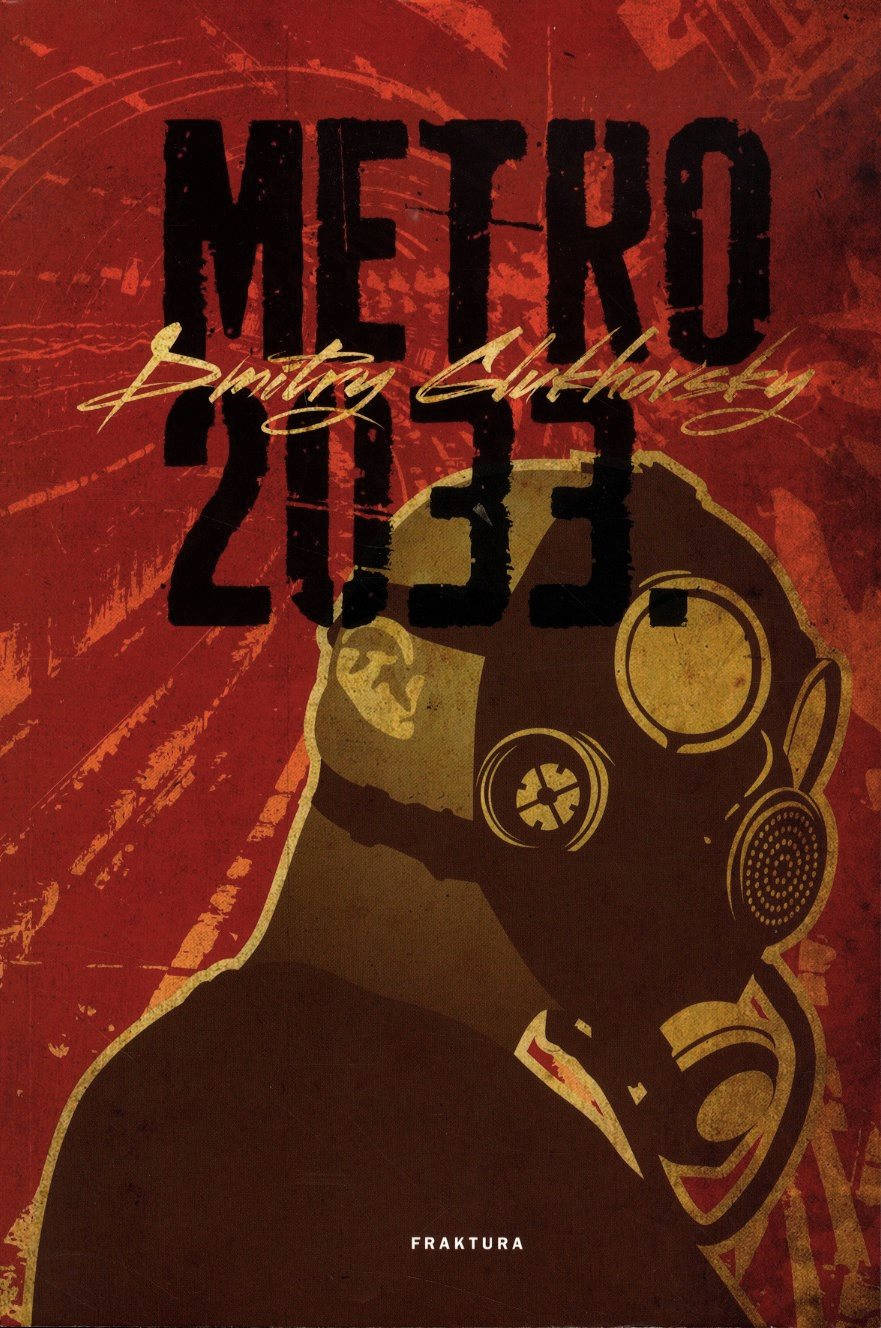 Metro Phone 桌布 壁紙 — Metro 2033 的粗獷海報，特色是戴著防毒面具的人物，背景為帶紋理的紅色，搭配粗體字型。