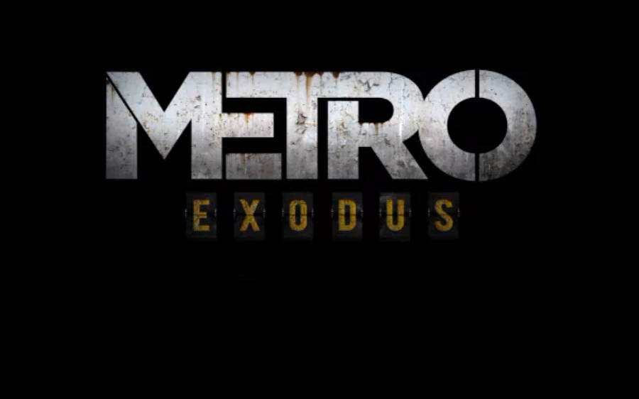 電玩遊戲 桌布 壁紙 — Metro Exodus 大膽而風化的標誌在純黑背景上閃耀著金屬和鏽蝕質感。
