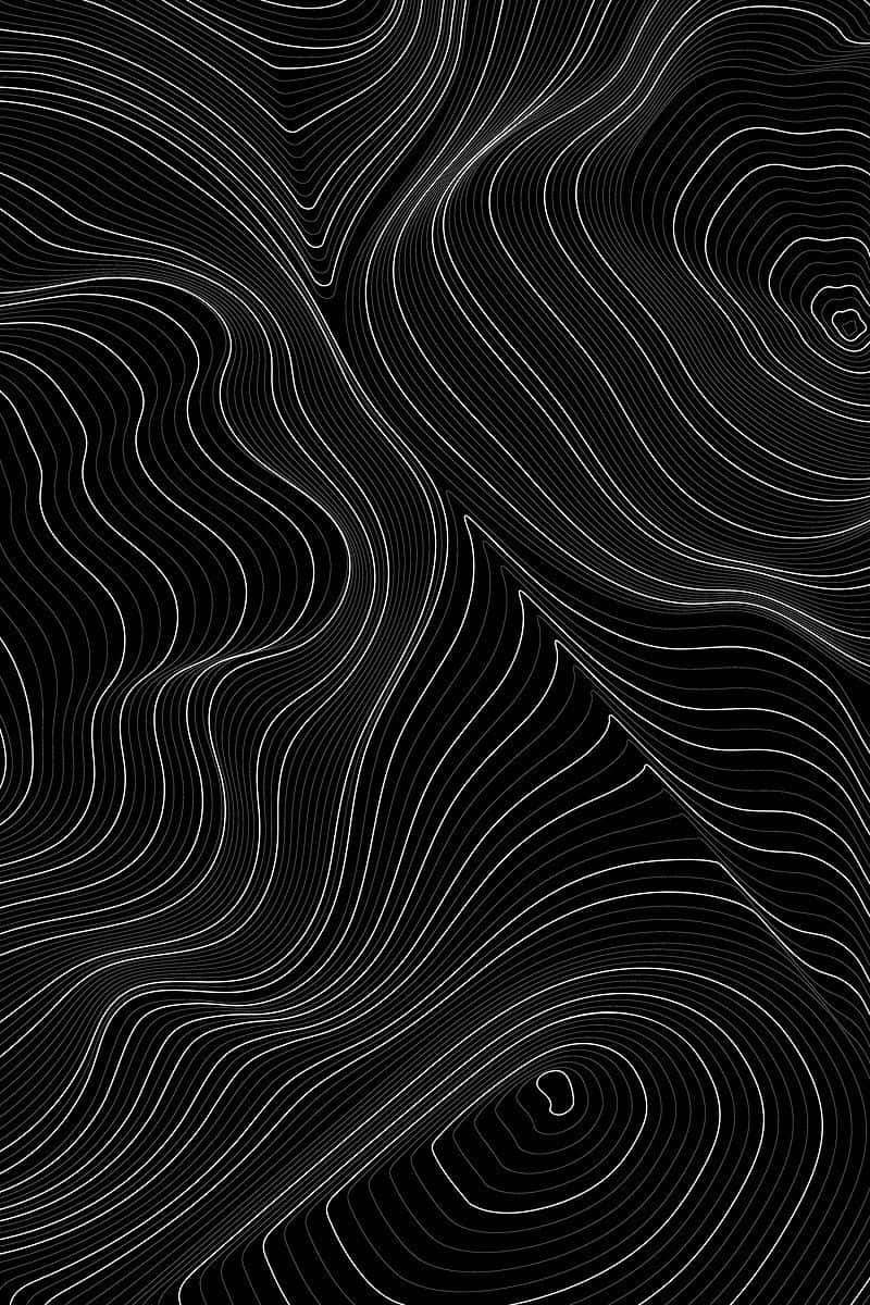  壁紙 — 迷人的黑白抽象圖案，流動的波浪線條營造出催眠般的地形效果。