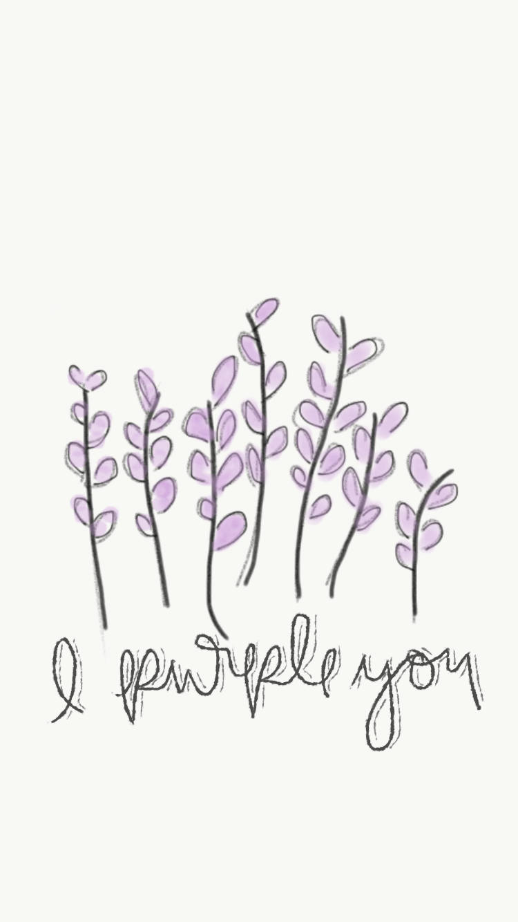 紫色手繪花朵，帶有草書文字「I purple you」。 — Bts 壁紙