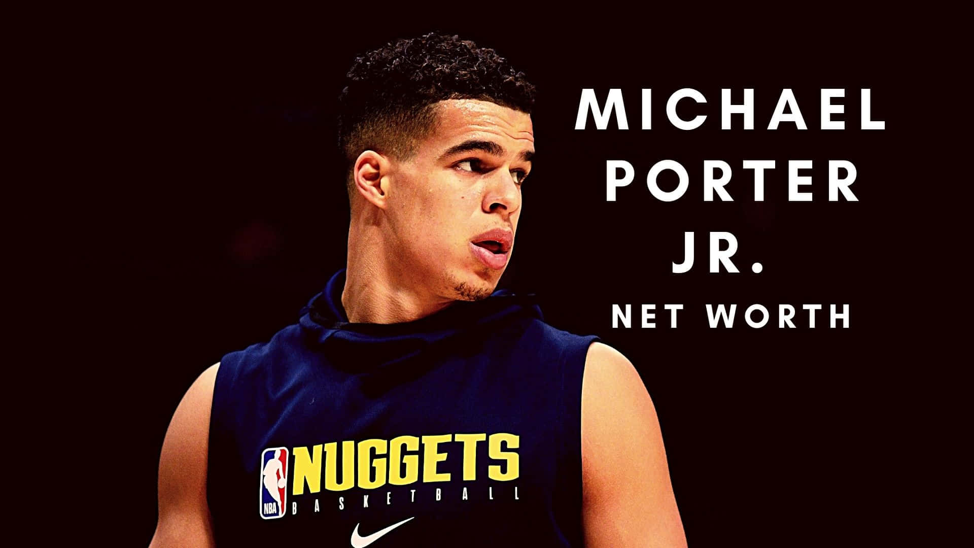 Michael Porter Jr. 在工作室肖像中穿著丹佛金塊無袖連帽衫。 — Michael B Jordan 壁紙