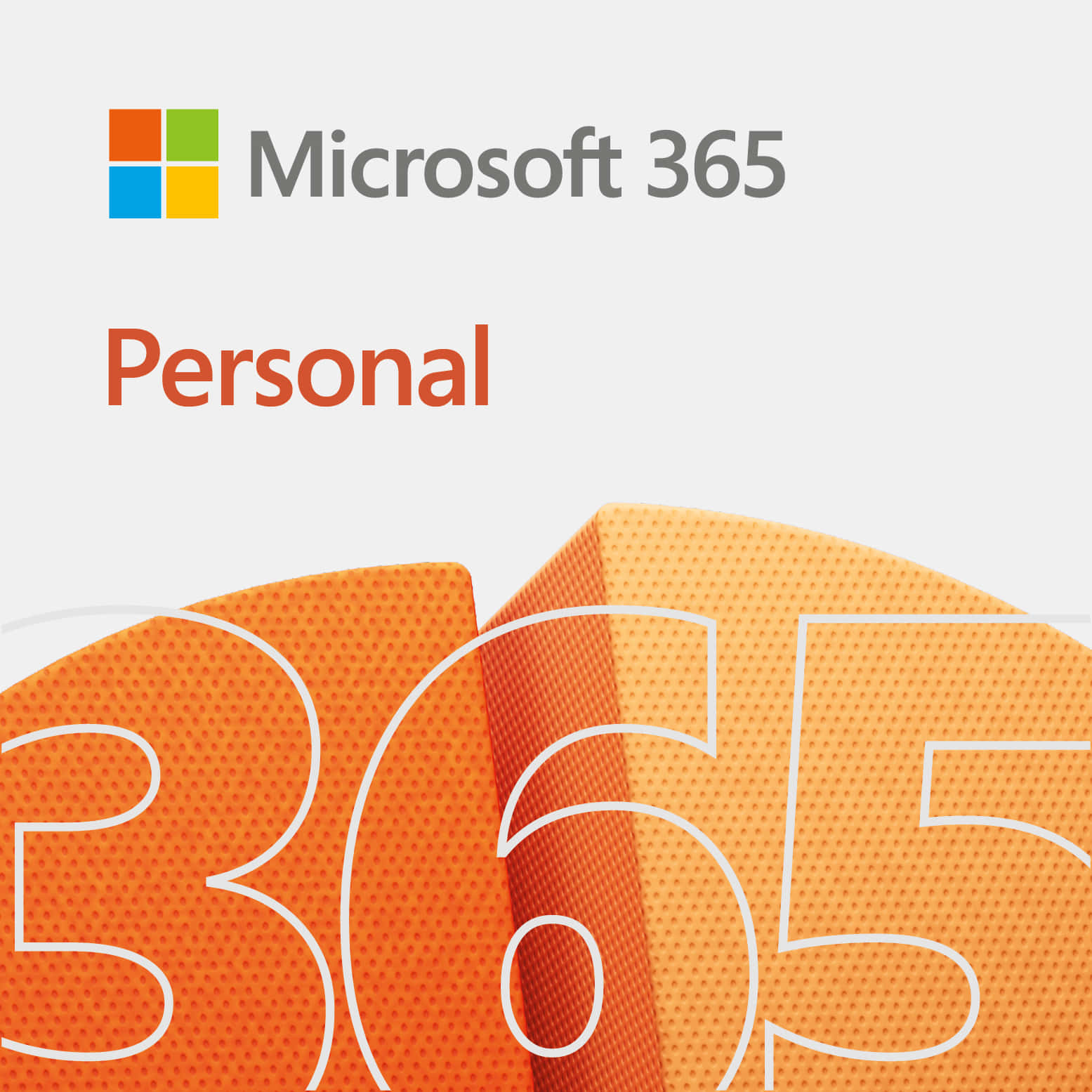 Microsoft 365 Personal 標誌，帶有橙色紋理數字和簡潔設計。 — Microsoft 壁紙