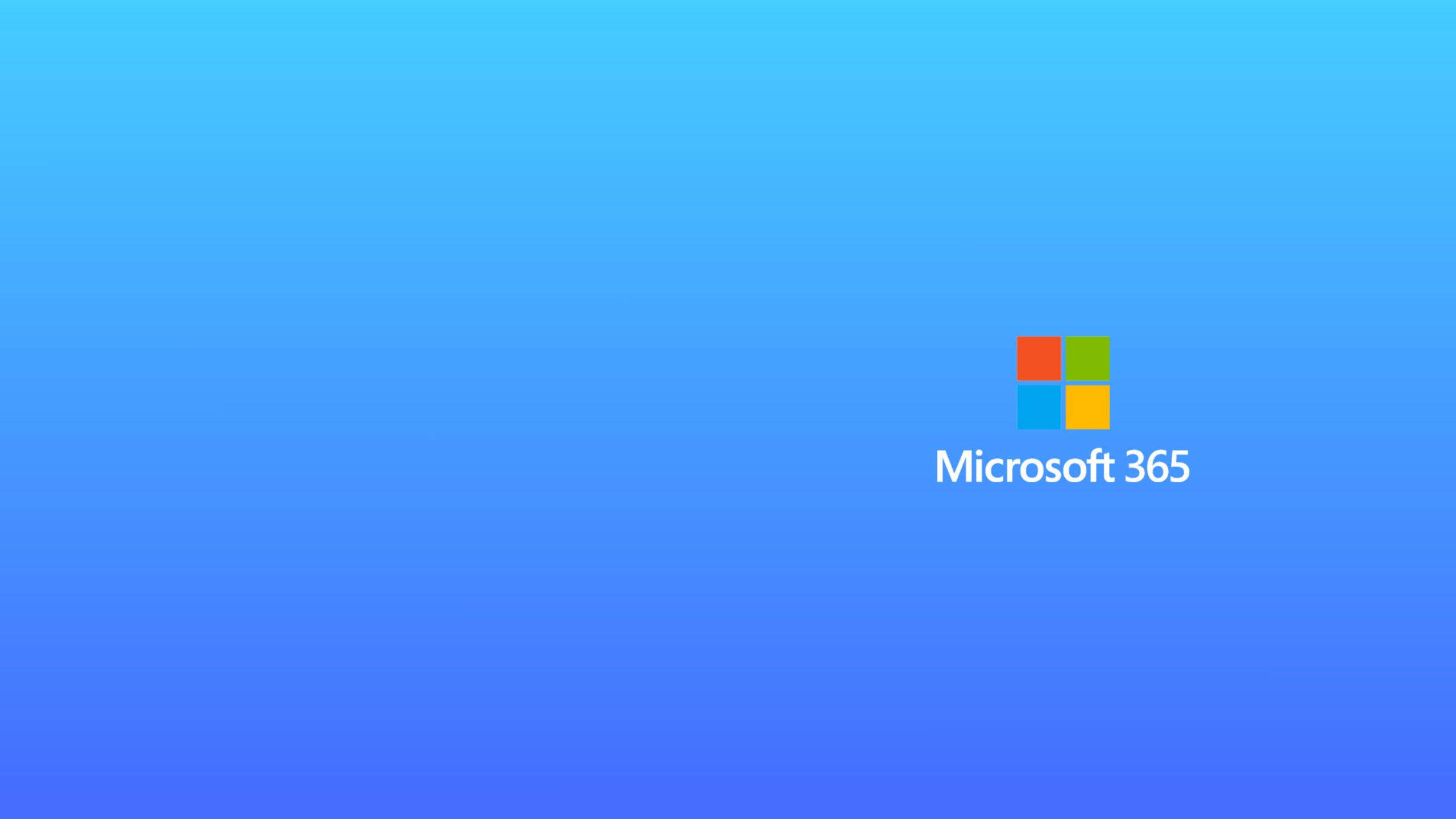 Office 365 桌布 壁紙 — Microsoft 365 標誌居中於漸變藍色背景上，帶有柔和燈光。