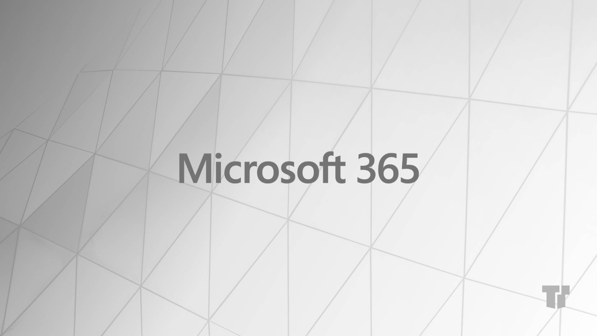 Office 365 桌布 壁紙 — Microsoft 365 標誌居中於簡約幾何灰色背景上，帶有柔和燈光。