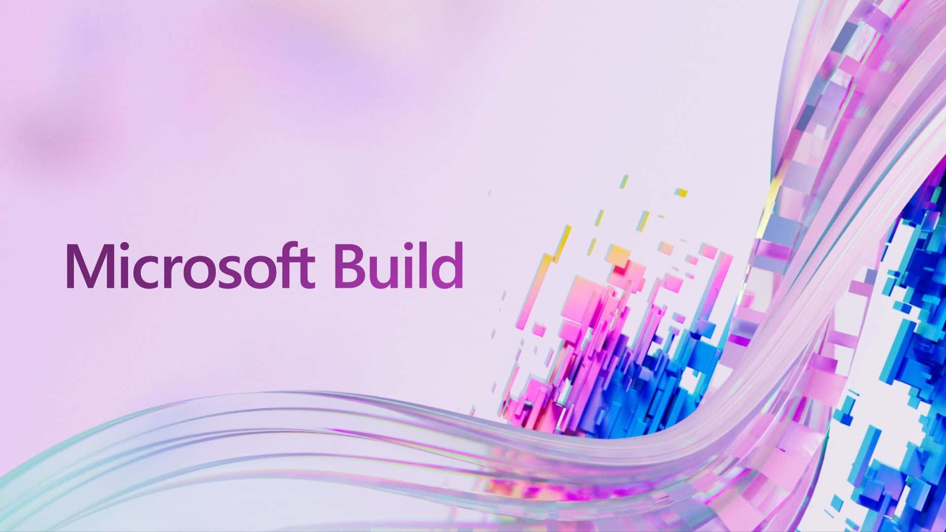 帶有流動數位像素藝術背景的 Microsoft Build 活動標誌。 — Microsoft Teams 壁紙