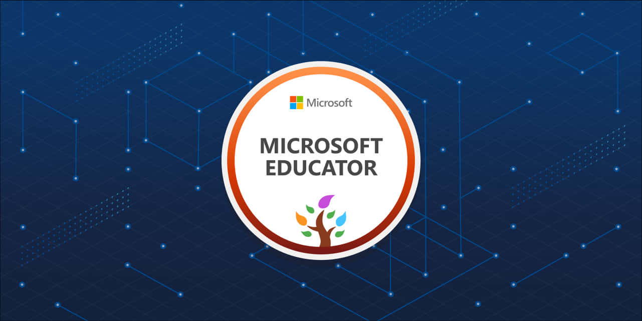 數位網格背景上的 Microsoft Educator 標誌 — Microsoft 壁紙