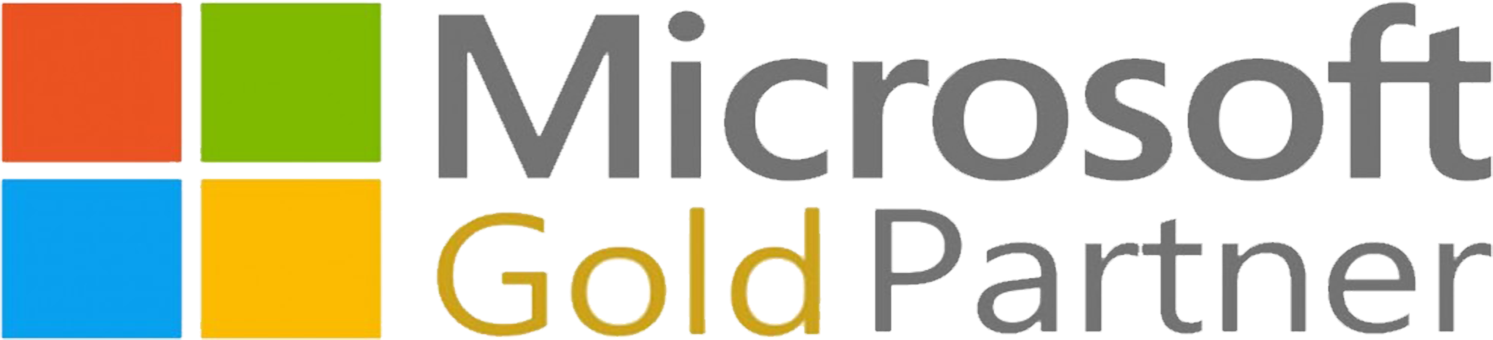 microsoft 桌布 壁紙 — Microsoft Gold Partner 標誌，黑色背景上有四個彩色方塊和灰金色文字。
