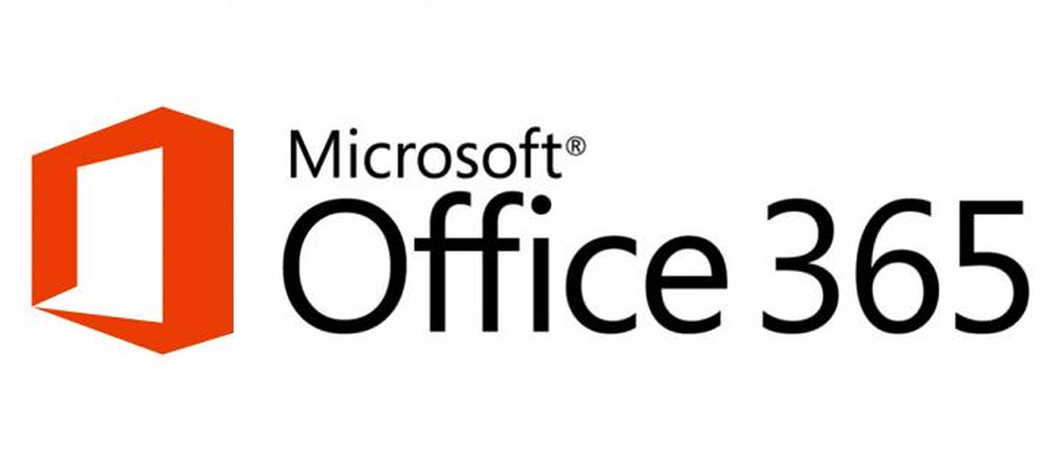 Office 365 桌布 壁紙 — Microsoft Office 365 標誌，帶有橙色視窗圖示和白色背景上的粗體黑色文字。