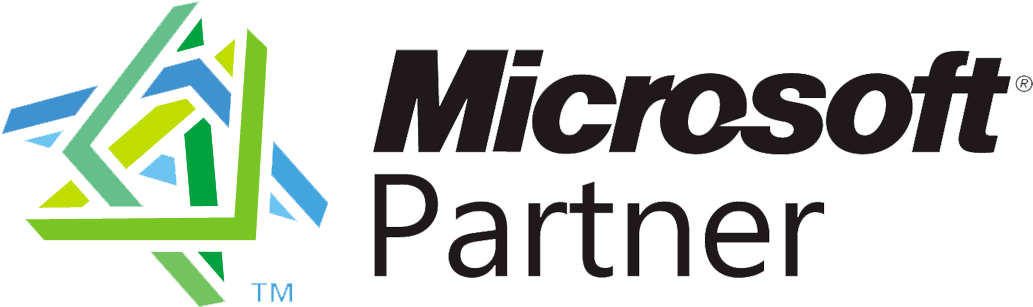 microsoft 桌布 壁紙 — Microsoft Partner 標誌，帶有彩色幾何形狀和黑色背景上的深灰色文字。