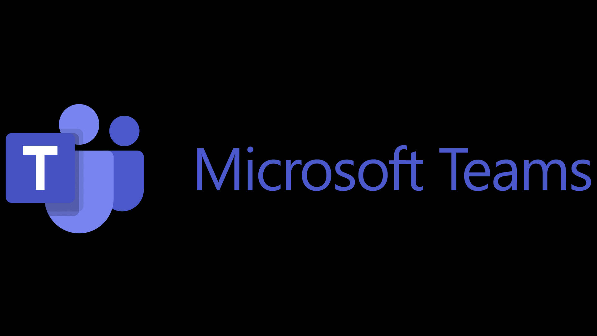 黑色背景上的藍色 Microsoft Teams 標誌。 — Microsoft Teams 壁紙