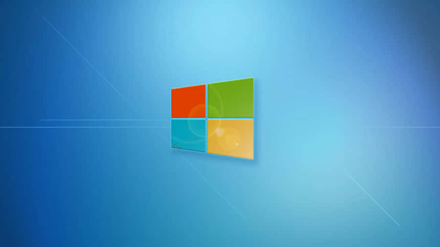 桌布 壁紙 — Microsoft Windows 標誌，四個彩色方塊漂浮在帶有光線條紋的漸變藍色背景上。