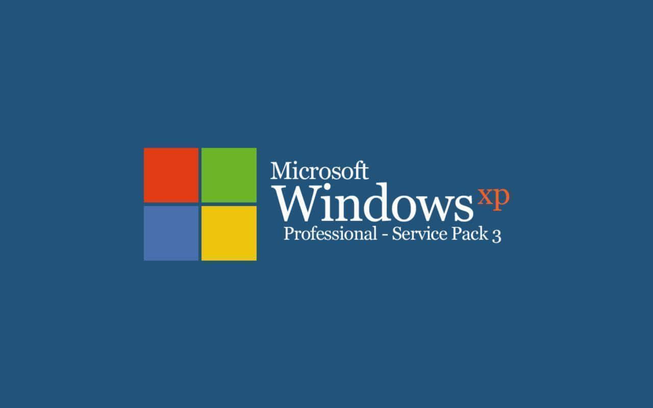  壁紙 — Microsoft Windows XP Professional Service Pack 3 標誌，在純藍色背景上有四個彩色正方形。