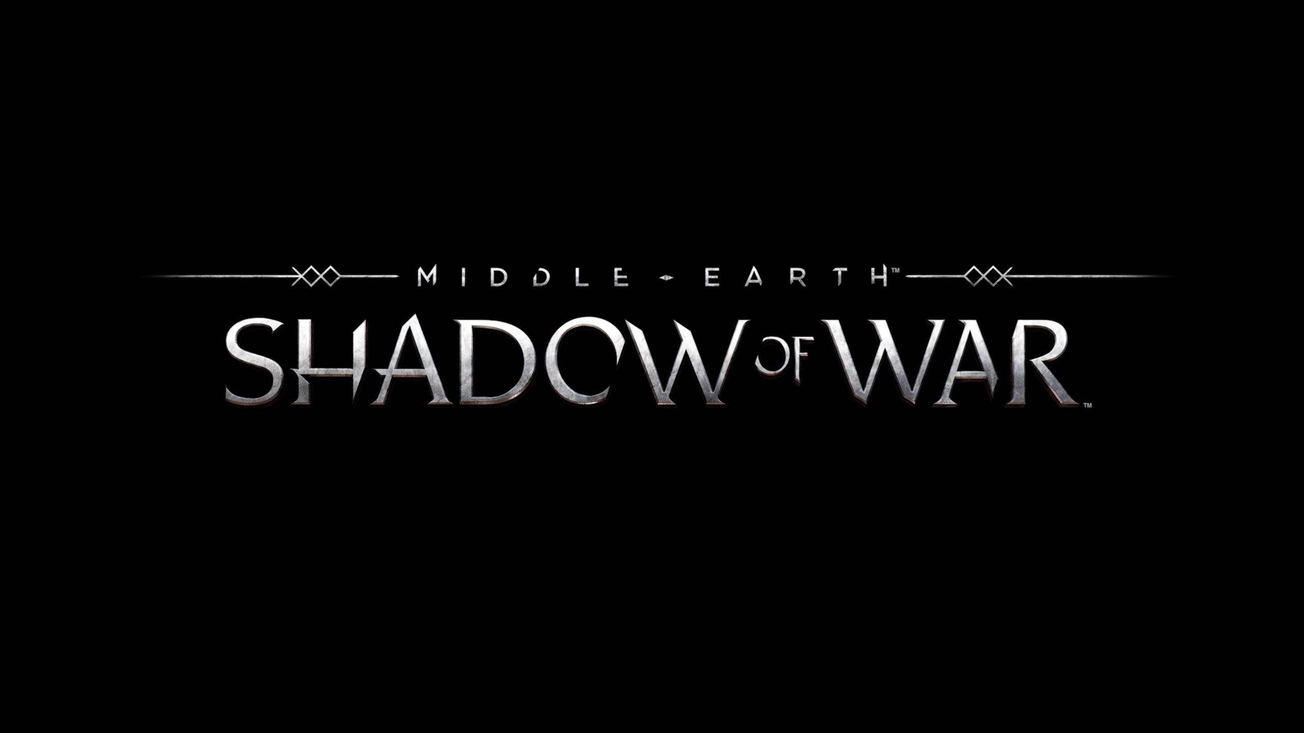 電玩遊戲 桌布 壁紙 — 《Middle-earth Shadow of War》標題在黑色背景上閃耀著金屬銀色。