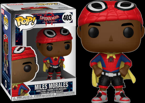 蜘蛛人 桌布 壁紙 — Miles Morales 飾演蜘蛛人的 Funko Pop! 乙烯基人偶站在其色彩繽紛的收藏盒旁邊，盒子設計大膽，採用紅、藍、黃色。