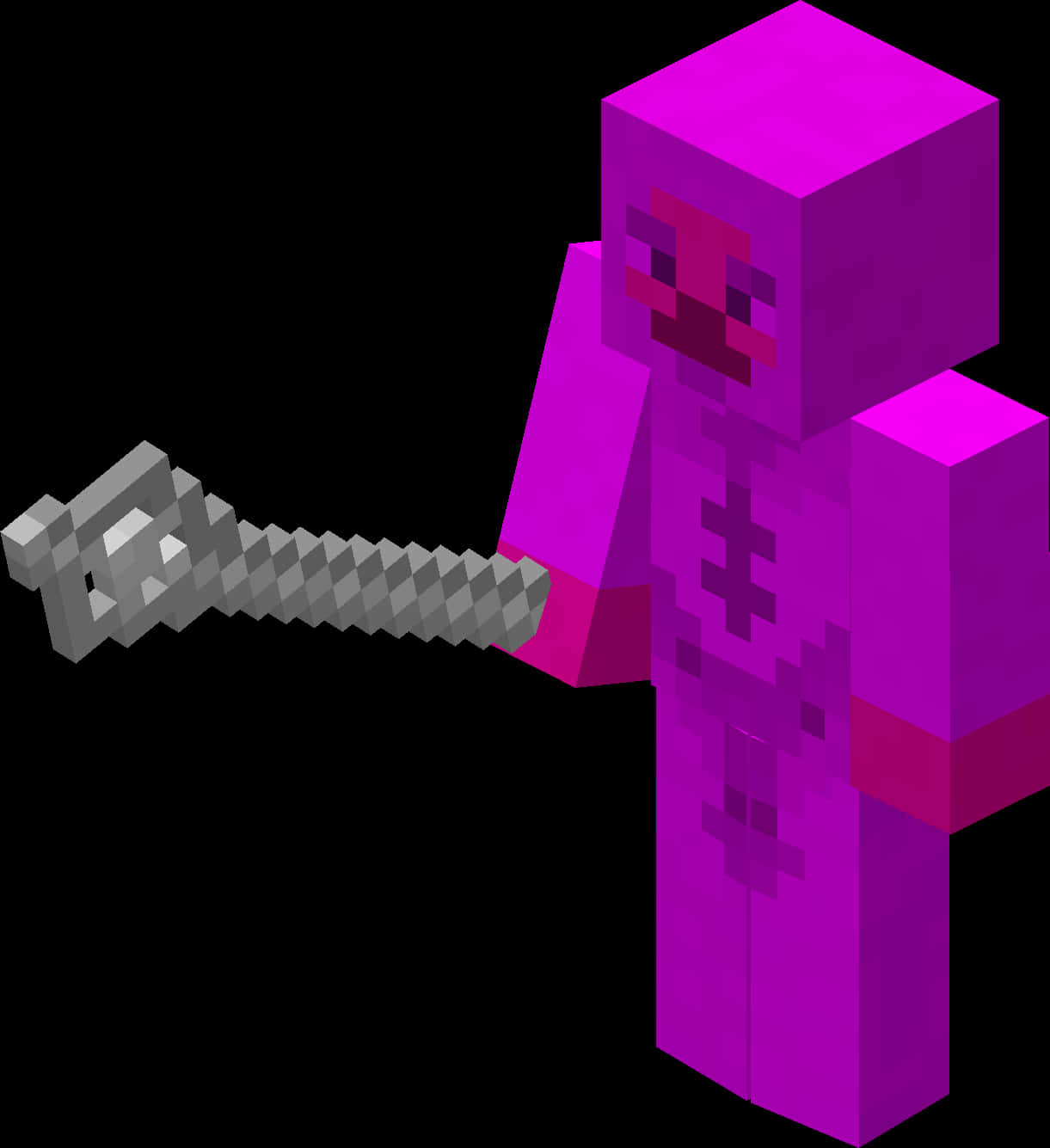 Minecraft：紫色角色手持鎬子 壁紙