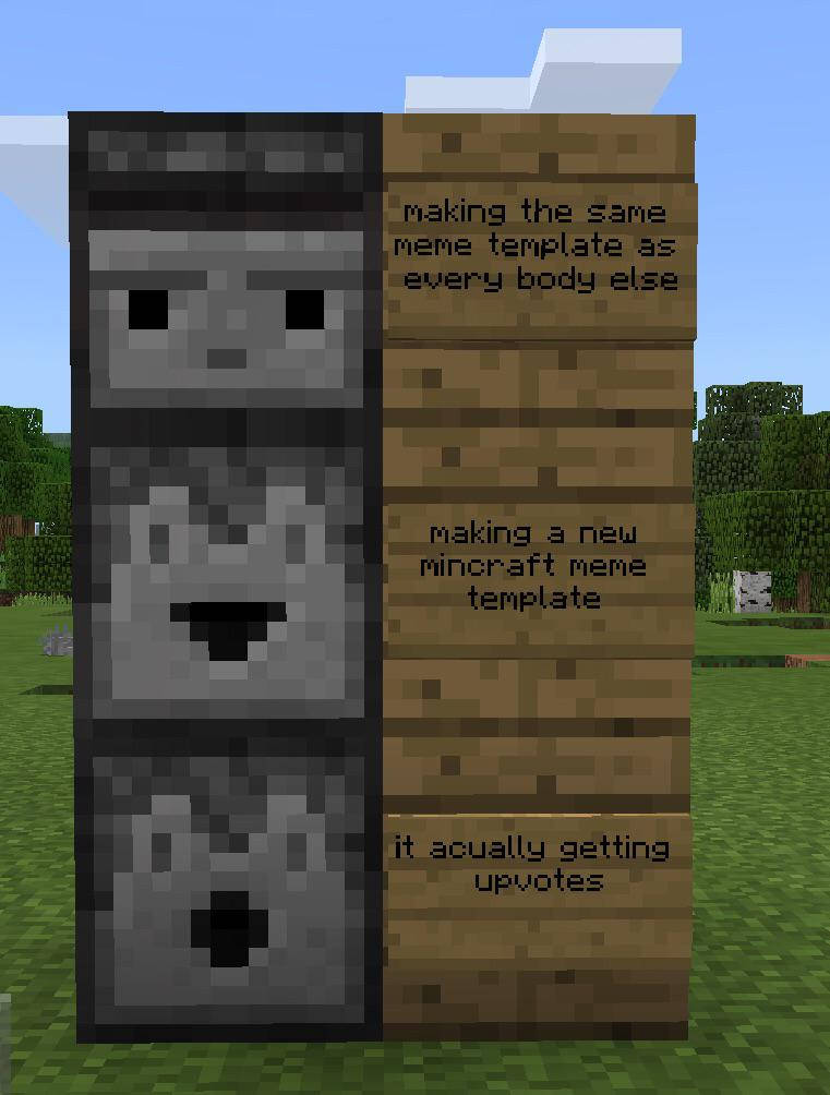 Minecraft迷因標誌，像素面孔對迷因模板成功作出反應。 — 我的世界迷因 壁紙