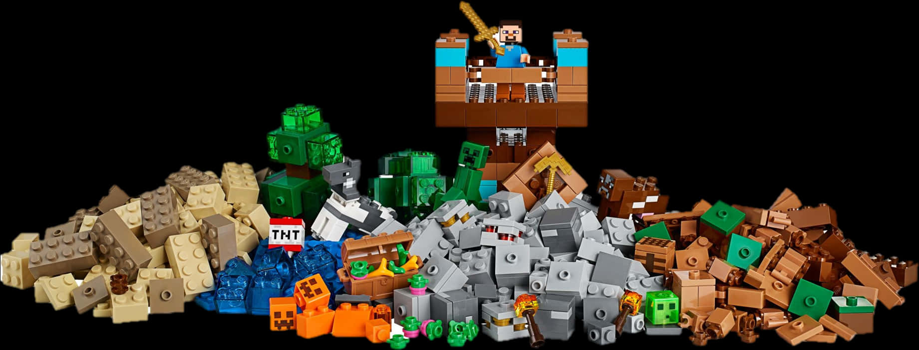 Minecraft 生物與TNT樂高場景 壁紙
