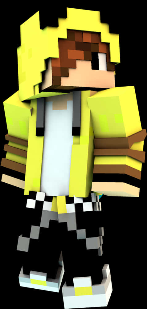 Minecraft 角色穿著黃色盔甲 壁紙