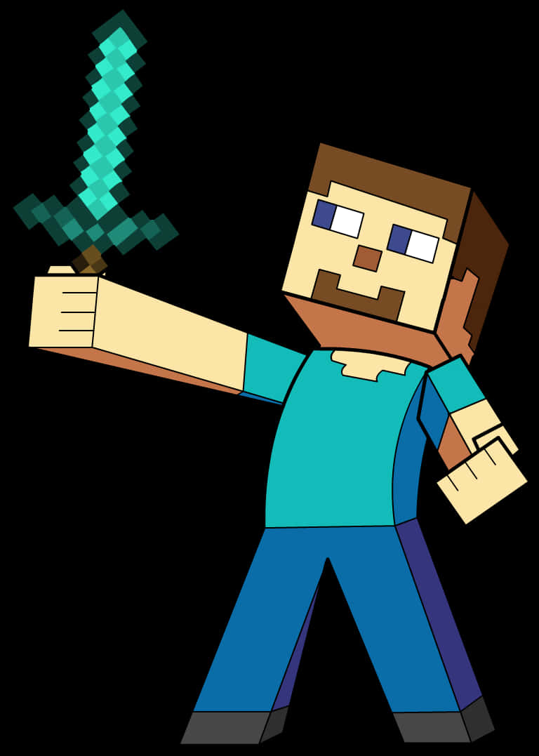 Minecraft 角色手持劍 壁紙